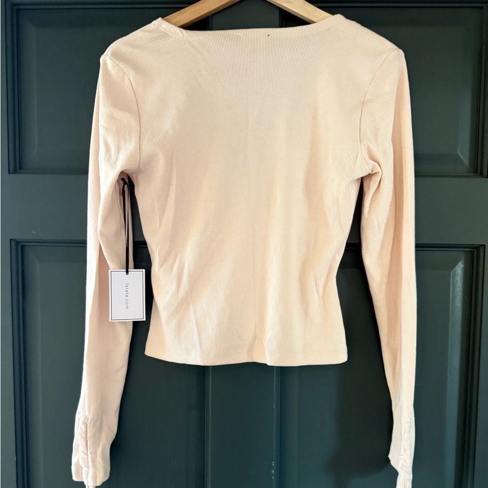 1. State Light Beige Wrap Blouse - Picture 3 of 5